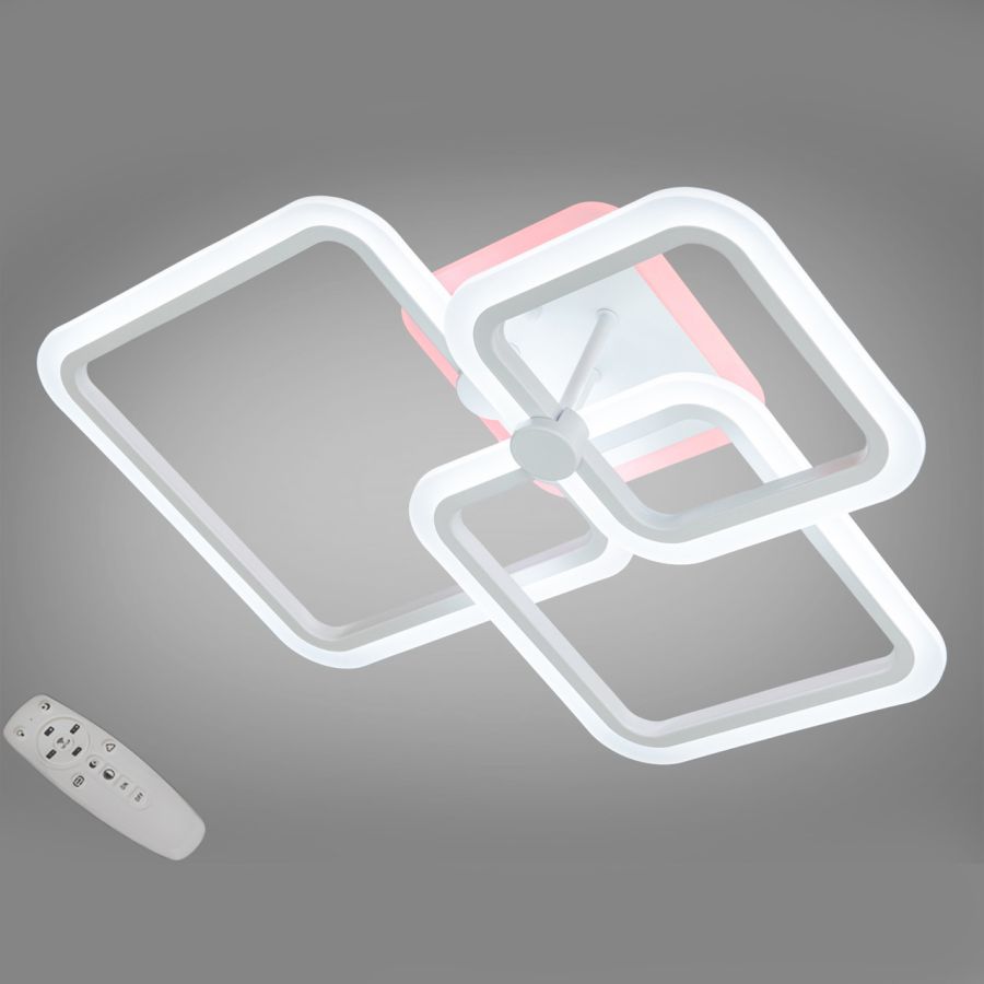 Світлодіодна Led-люстра з пультом у білому кольорі квадтратної форми до 15 м²