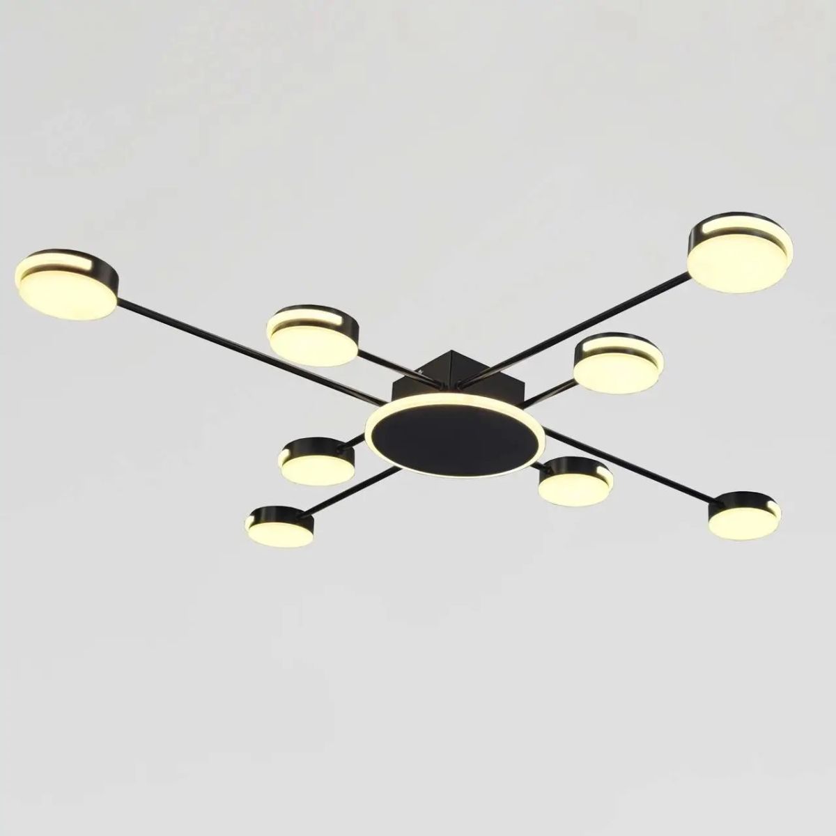 Чорна сучасна  LED люстра 134W на 9 ріжків для кімнати до 25 м² (SY-16068/8+1 BK)