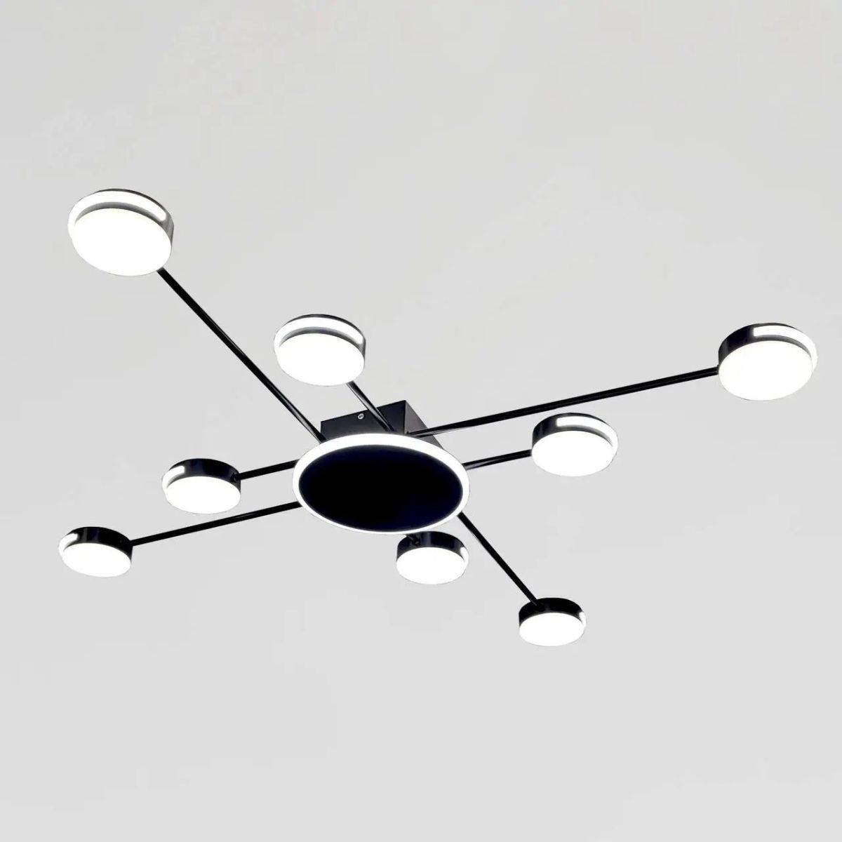 Чорна сучасна  LED люстра 134W на 9 ріжків для кімнати до 25 м² (SY-16068/8+1 BK)