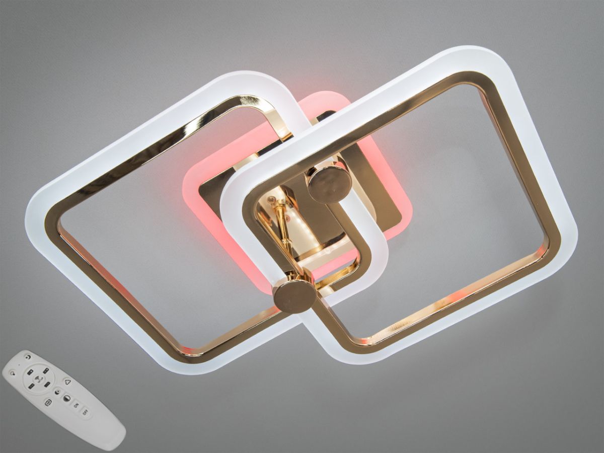 Золота Led-люстра з пультом  до 10 м² (8208/2G LED 3color dimmer)