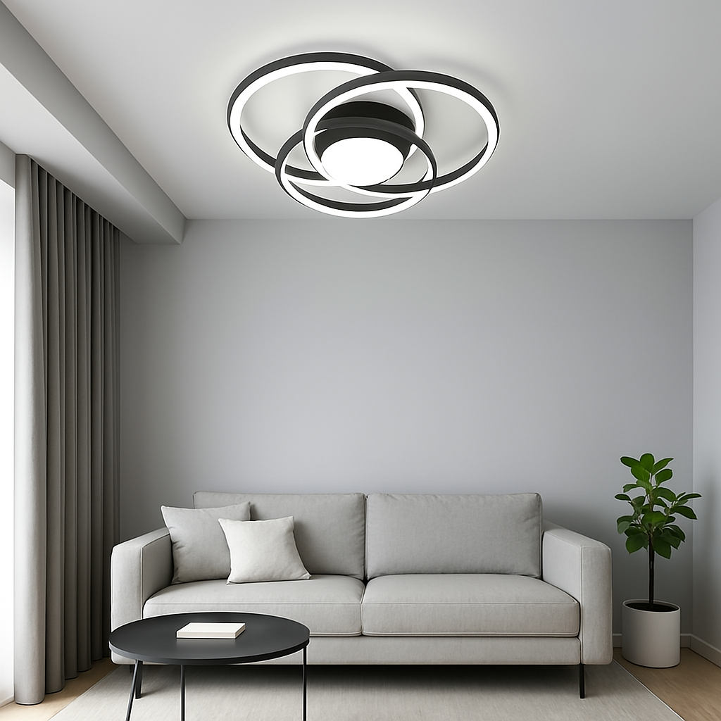 Світлодіодна Led люстра 100W з пультом, чорна, освітлення до 20 м² FORSAGE
