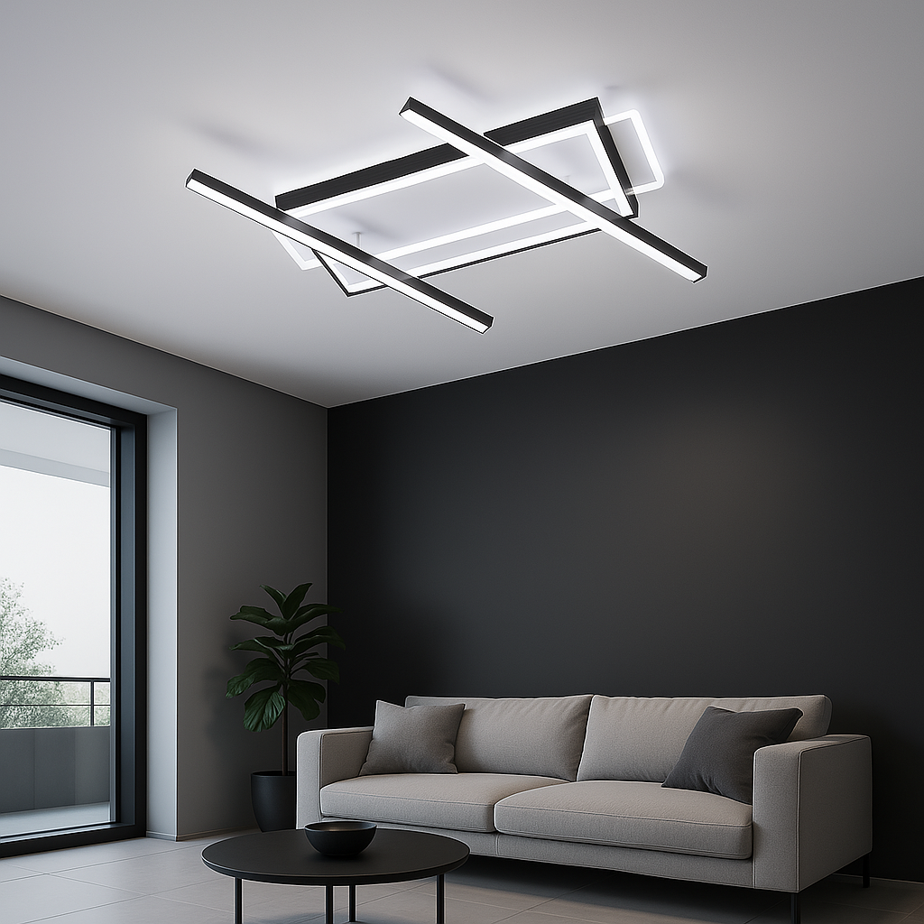 Сучасна LED люстра до 25м² з пультом у чорно-білому корпусі 182W (V K38627-4 BK+WH)