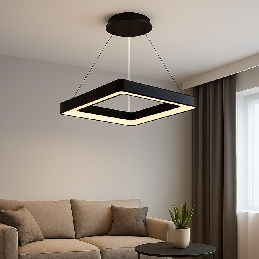 Підвісна Led-люстра чорна квадратної форми VALESO V 1137 BK