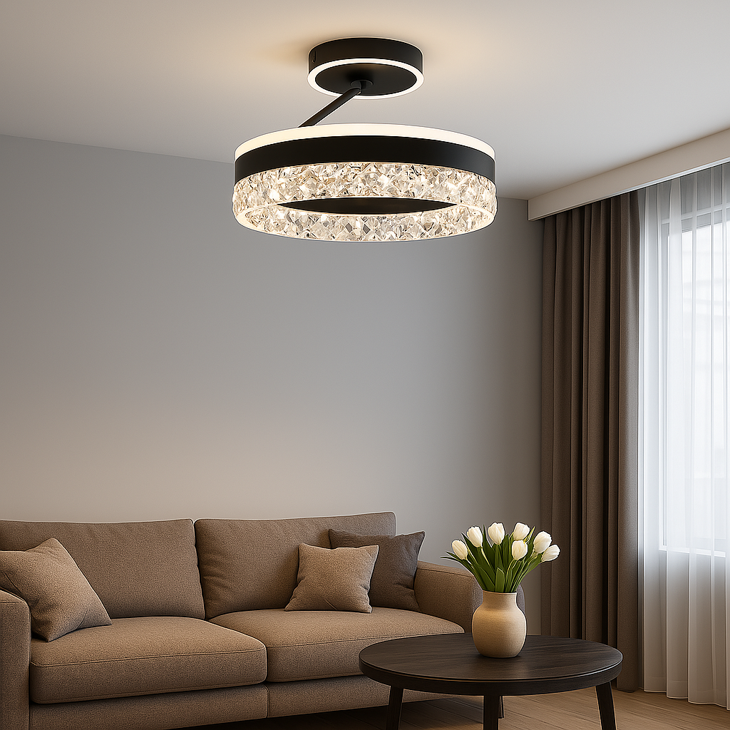 Led люстра до до 20м² круглая черный корпус 90W (STELLA С ICE 2R BLACK/WHITE)