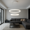 Підвісна LED люстра до 25м² два кільця 160 Вт в білому корпусі (Stella Double Ring White 160W)