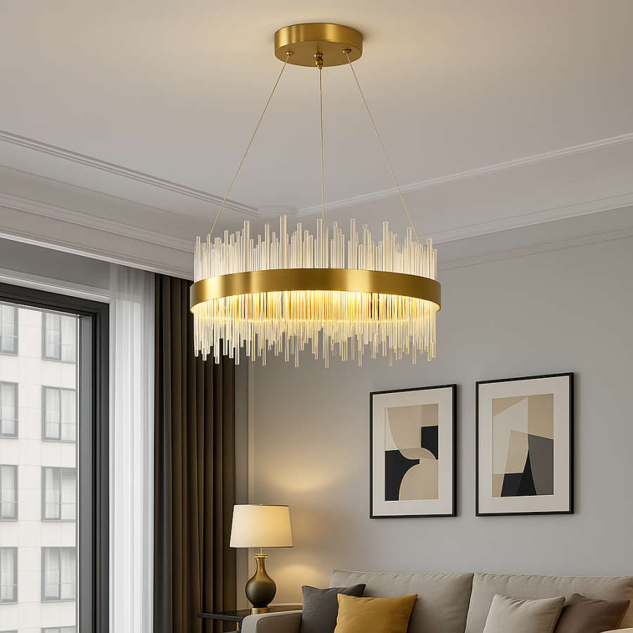 Кришталева LED люстра Alba Lux діаметр 58 см Стиль Бароко (839/600BR)