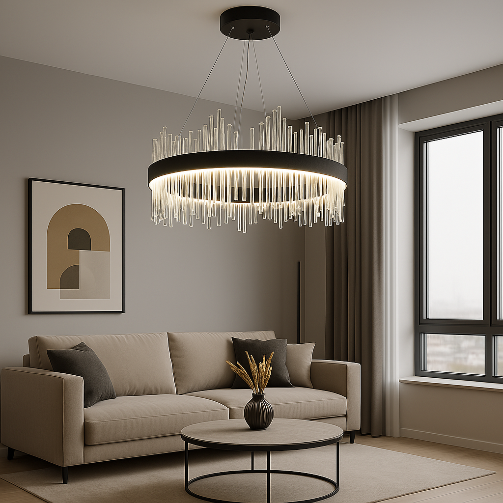 Кришталева люстра Alba Lux діаметр 58 см чорний корпус Бароко (839/600PB)