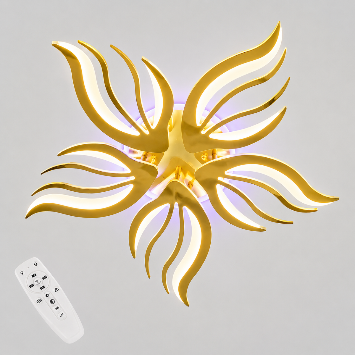 Золота LED люстра на 78W з пультом та димером, колір Золото до 15м²  (78Вт Gold)