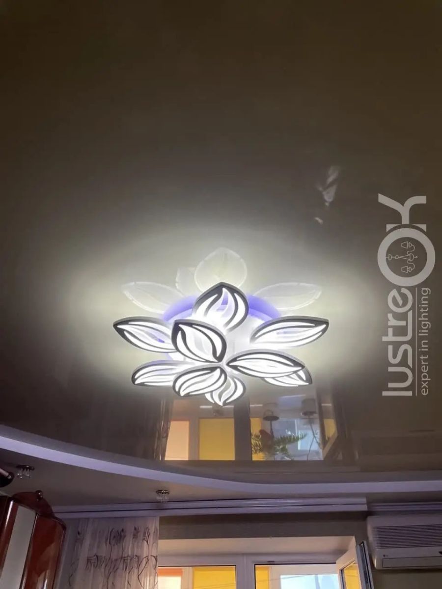 Сучасна LED люстра до 30 м² з пультом керування на 9 пелюсток для площі до 30м² Luminous Petals