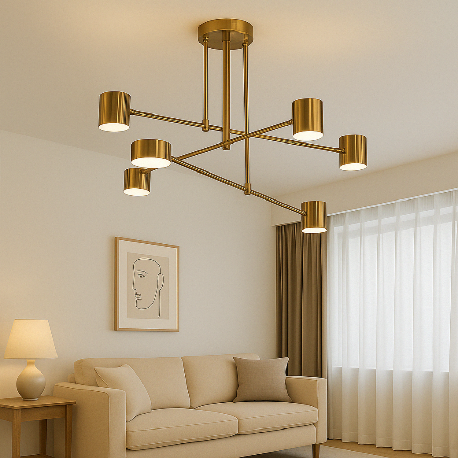 Потужна біла Led-люстра на 8 ламп, 90W, для освітлення до 18 м² D801-6BR