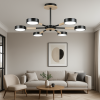 Світлодіодна чорна Led-люстра на 6 плафонів, 90W до 18 м² Sirius B N6351/6 BK+WOOD