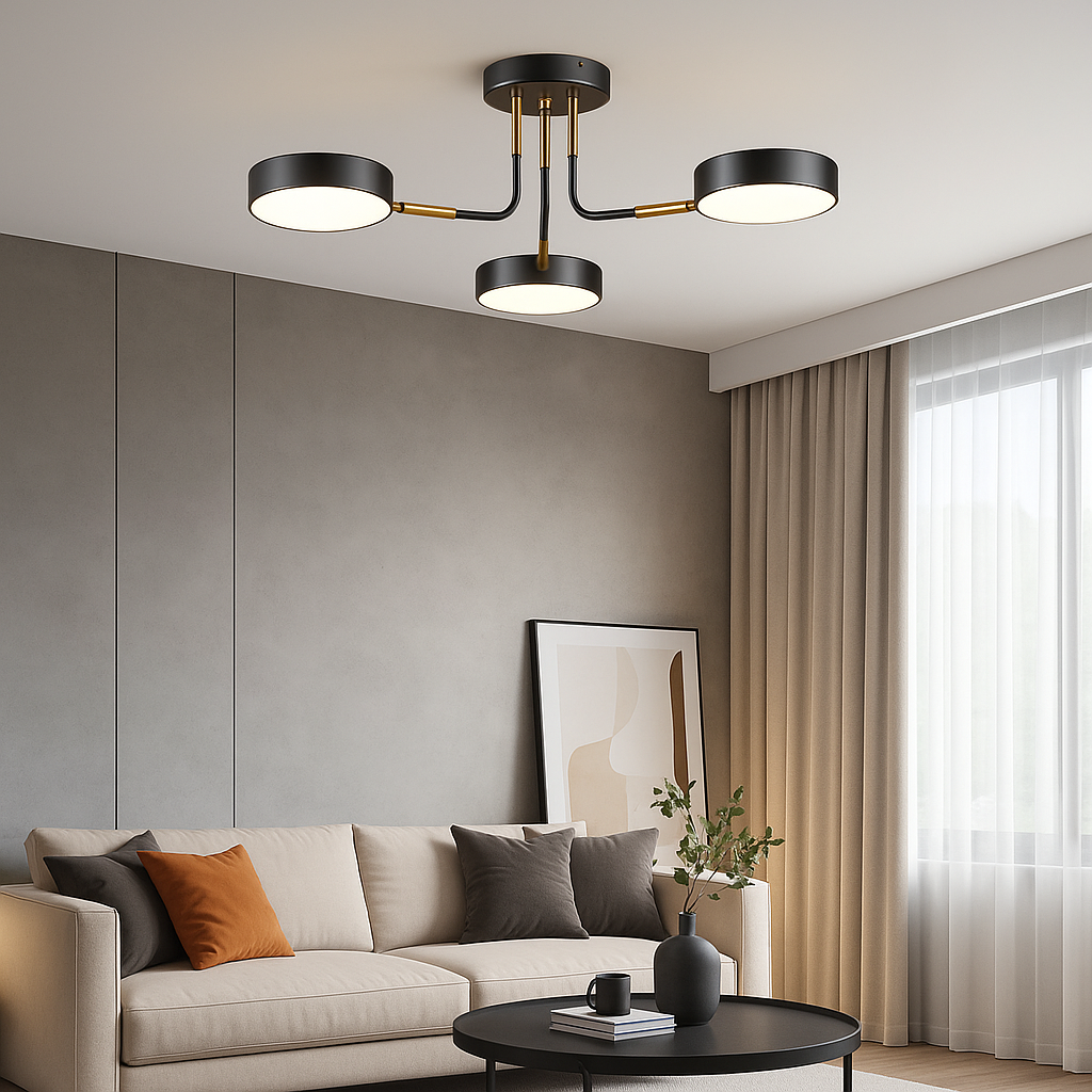 Світлодіодна чорна Led-люстра на 3 плафони, 36W до 10 м² Sirius B N6341/3 BK+COP