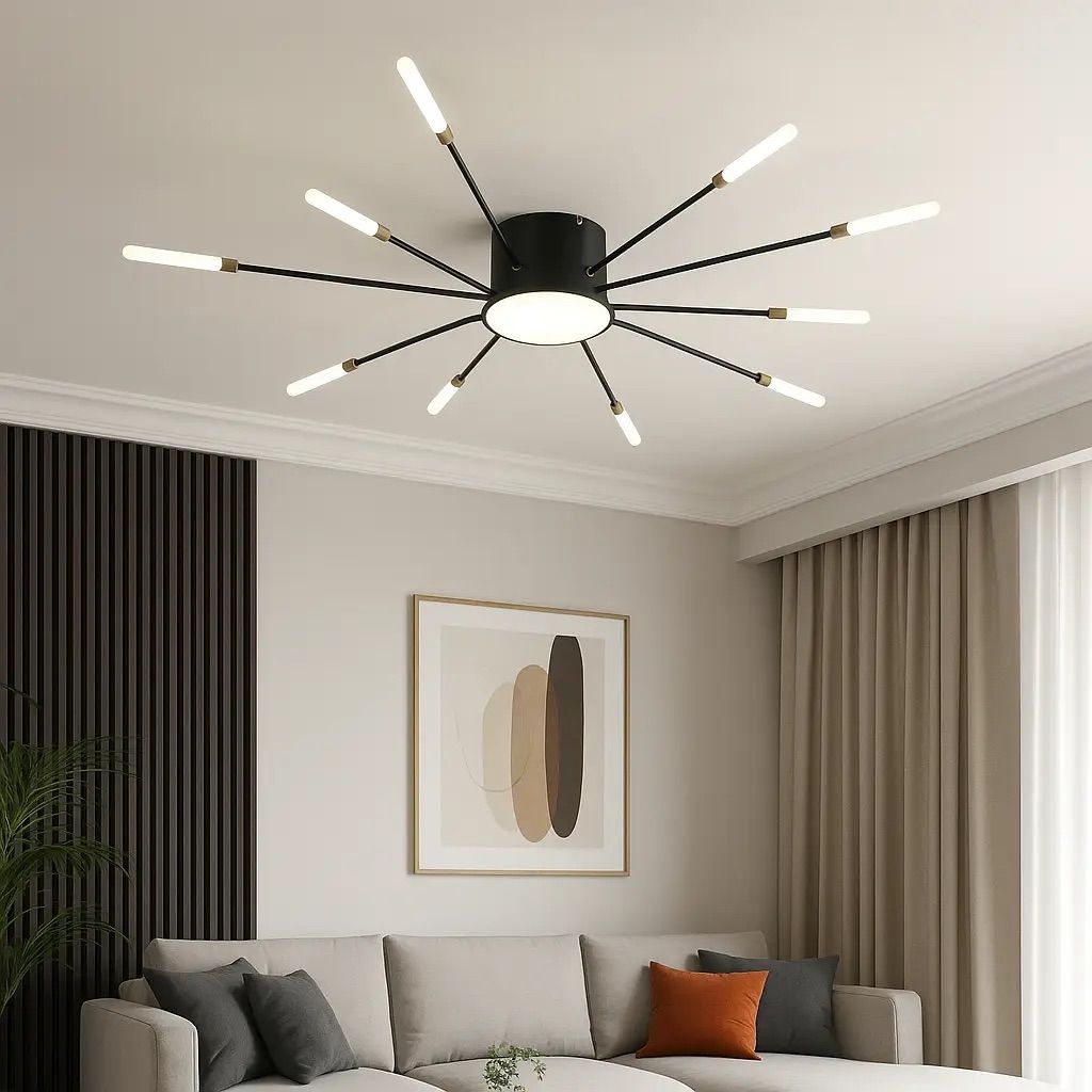 Сучасна Led люстра на 12 джерел світла до 10 м² (Black Супутник)
