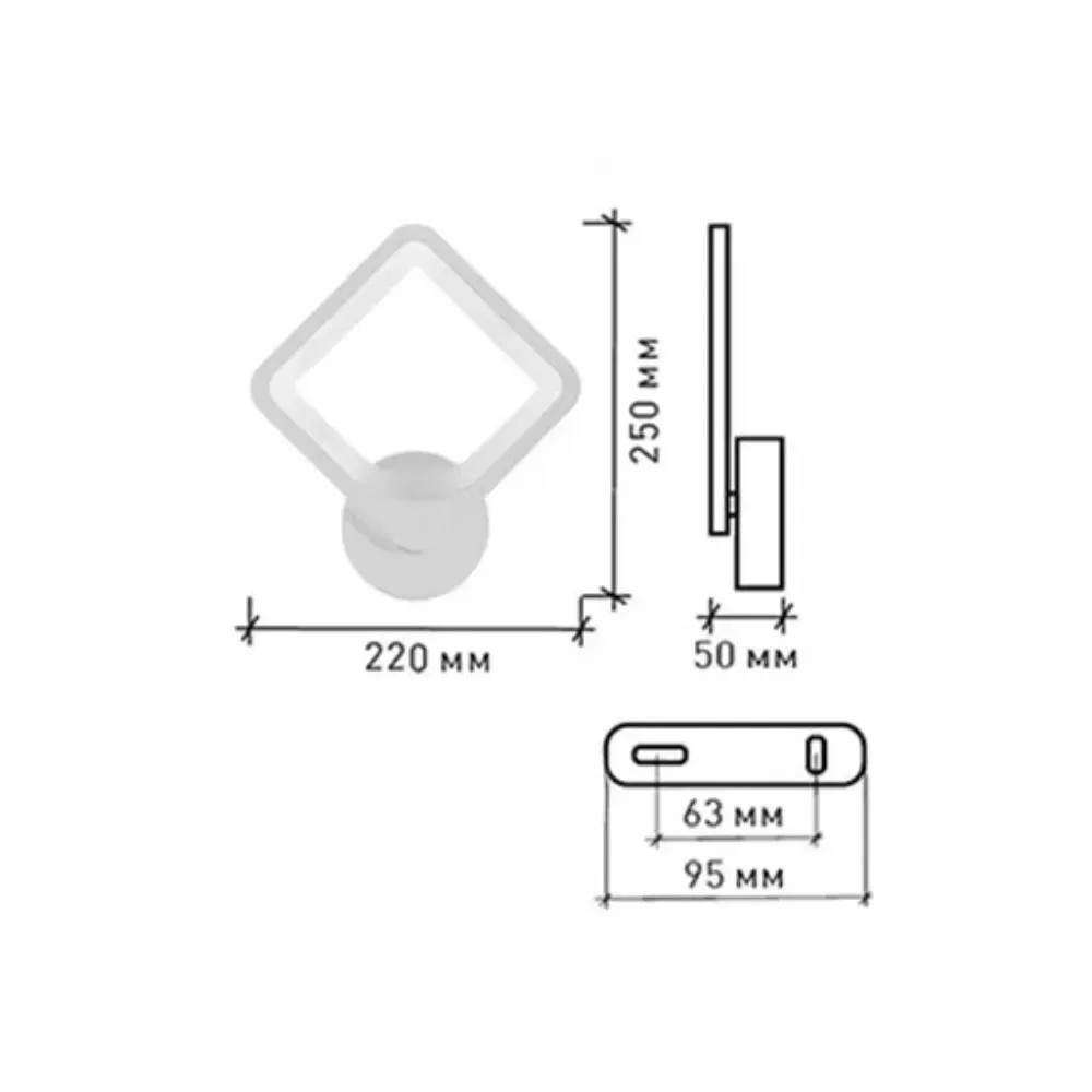 Квадратное Led бра настенное белого цвета TETRA S 22 Вт