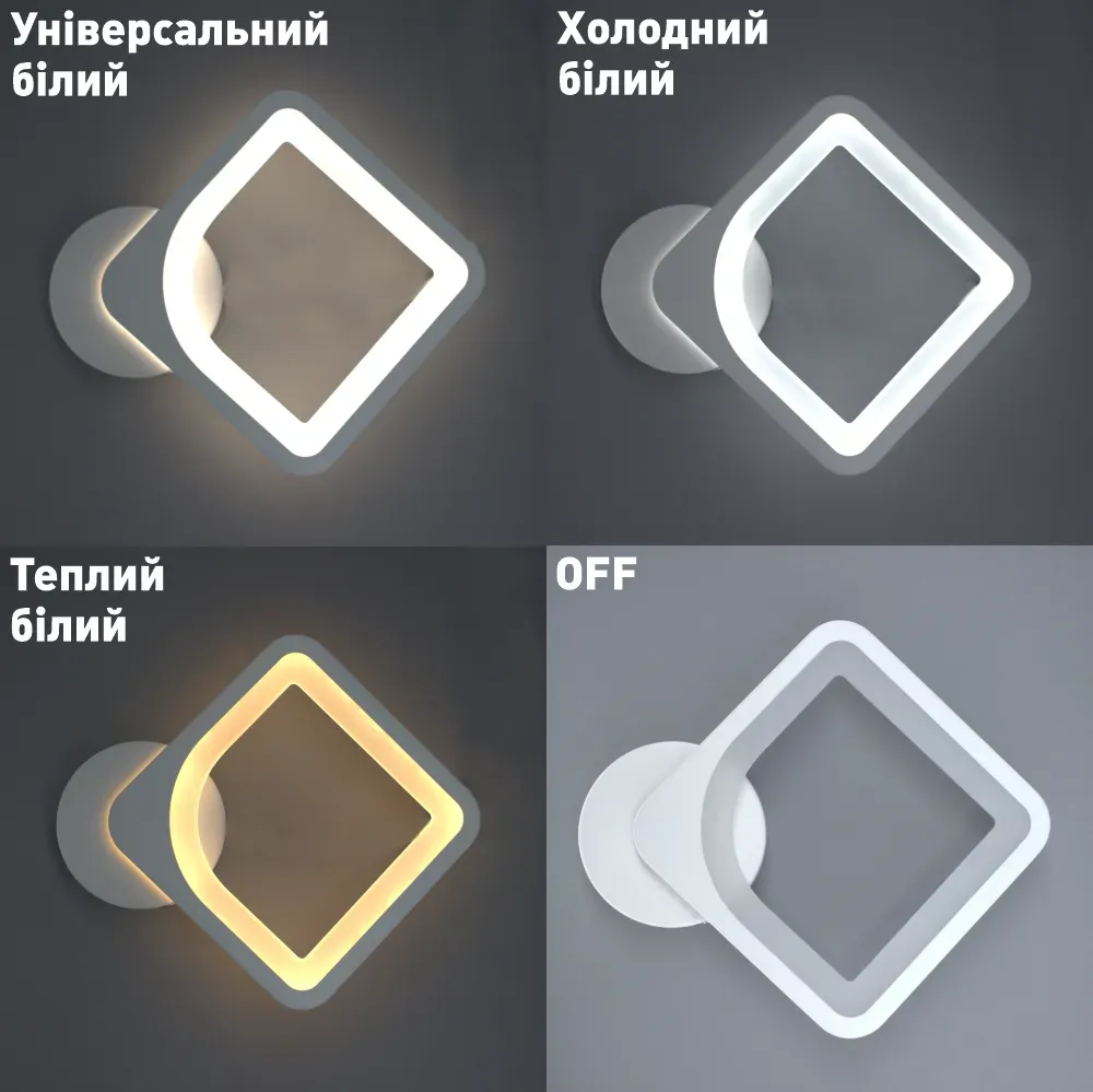 Квадратное Led бра настенное белого цвета TETRA S 22 Вт
