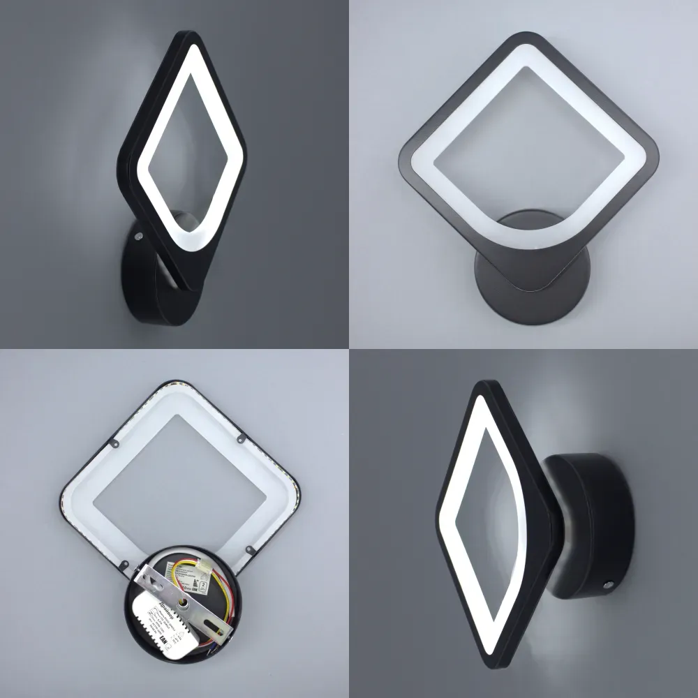 Квадратное Led бра настенное черного цвета TETRA S 22 Вт
