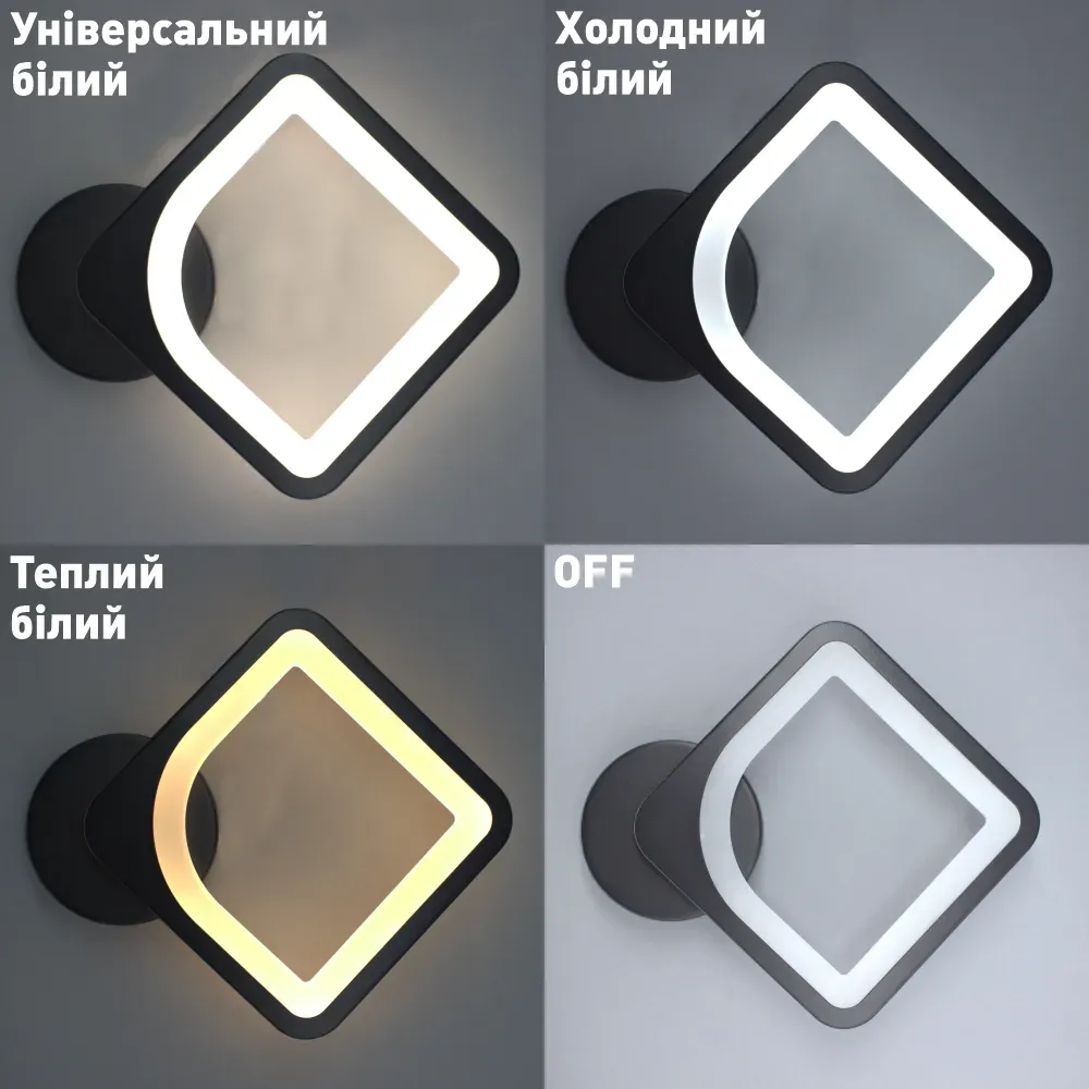 Квадратное Led бра настенное черного цвета TETRA S 22 Вт