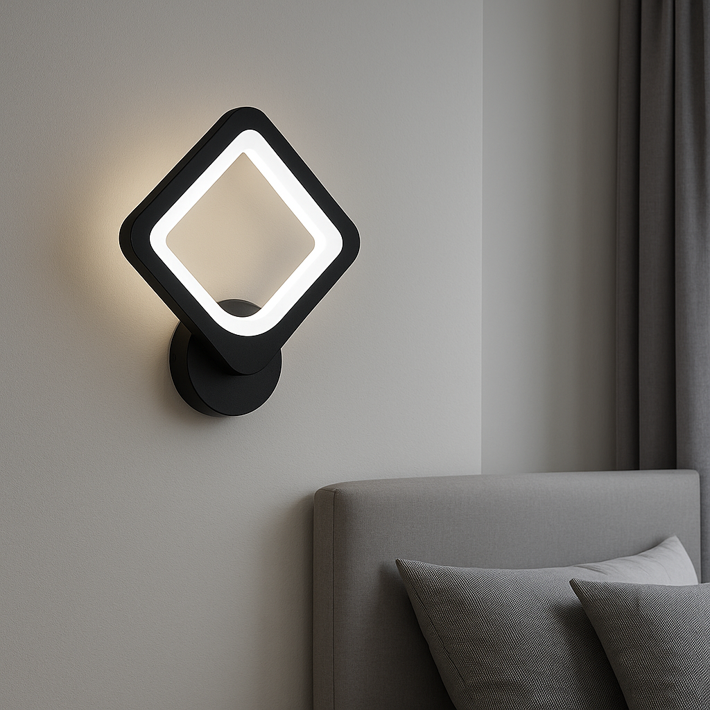 Квадратное Led бра настенное черного цвета TETRA S 22 Вт