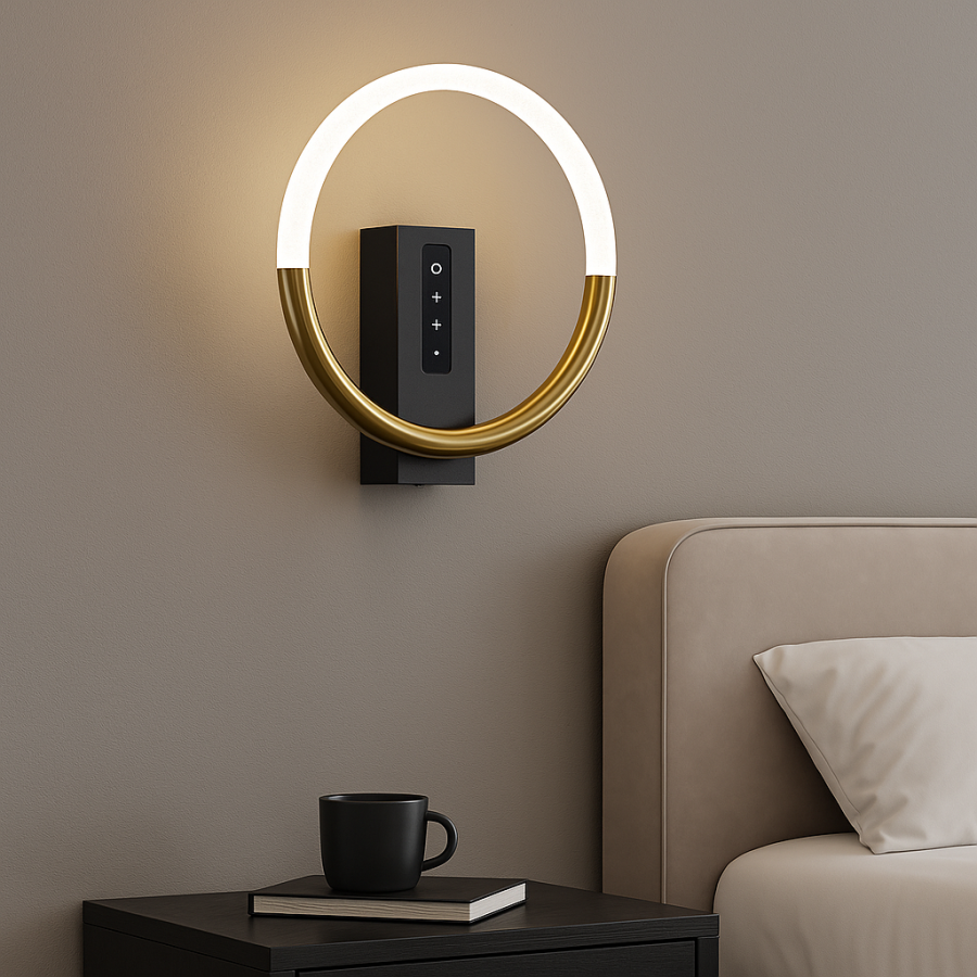 Сучасне світлодіодне LED-бра 16W з димером 6479BK+GD (Чорний / Латунь)