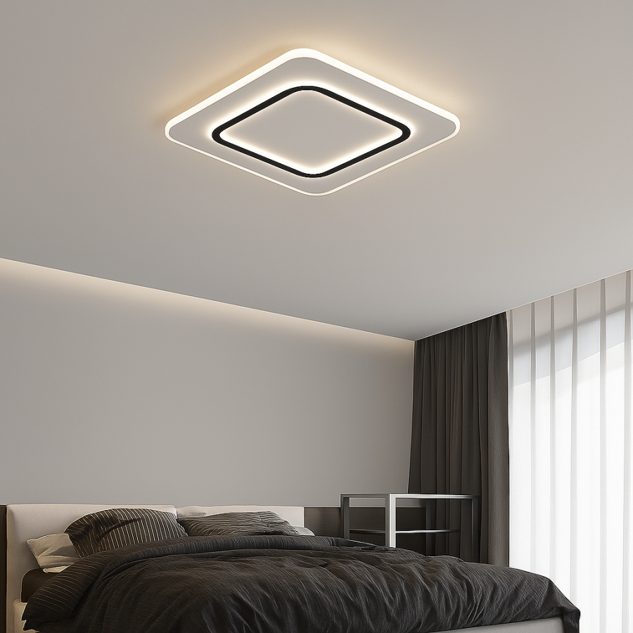 Квадратная Led люстра до 18 м² (VEGA DUAL 80W 2S WHITE/BLACK)