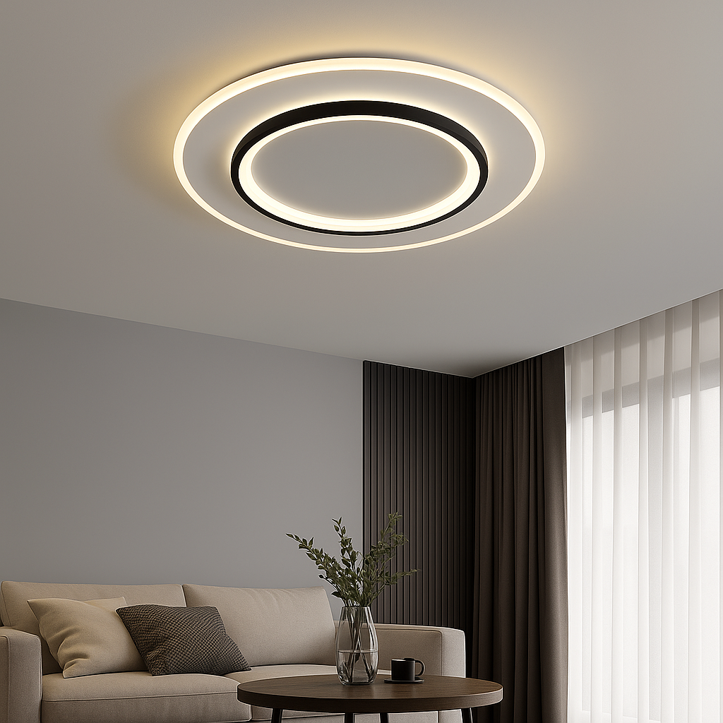 Кругла світлодіодна Led люстра до 18м² чорно-білого кольору (VEGA DUAL 75W 10429)