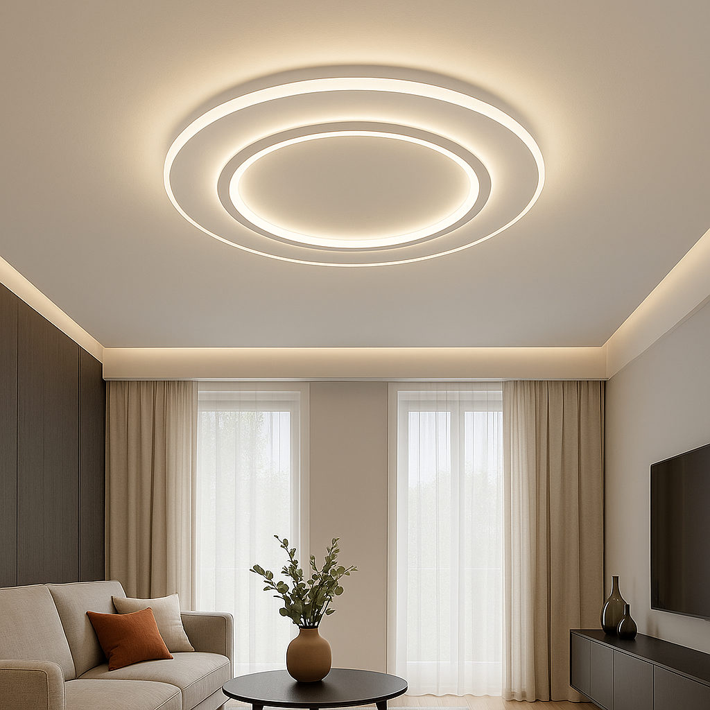 Кругла Led люстра до 15 м² у білому корпусі діаметр 45 см (VEGA dual 75W 2R WHITE/WHITE)