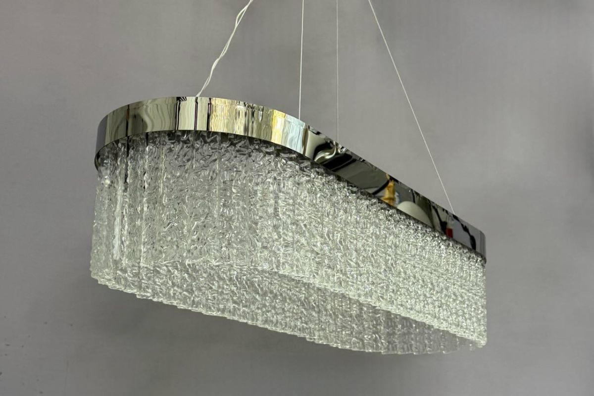 Підвісна овальна Led люстра в стилі Бароко в сріблі (2868/80*30 Hr)