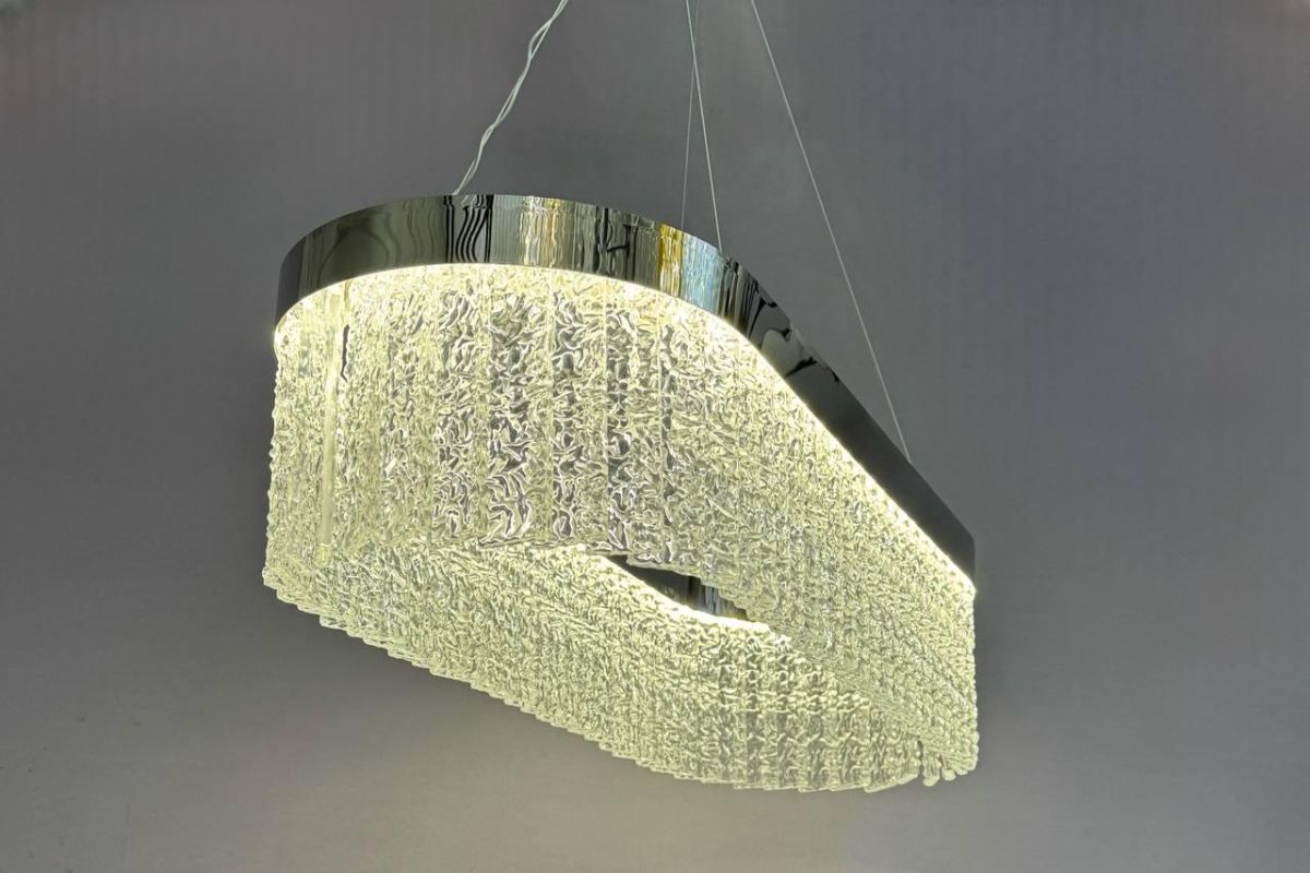 Підвісна овальна Led люстра в стилі Бароко в сріблі (2868/80*30 Hr)