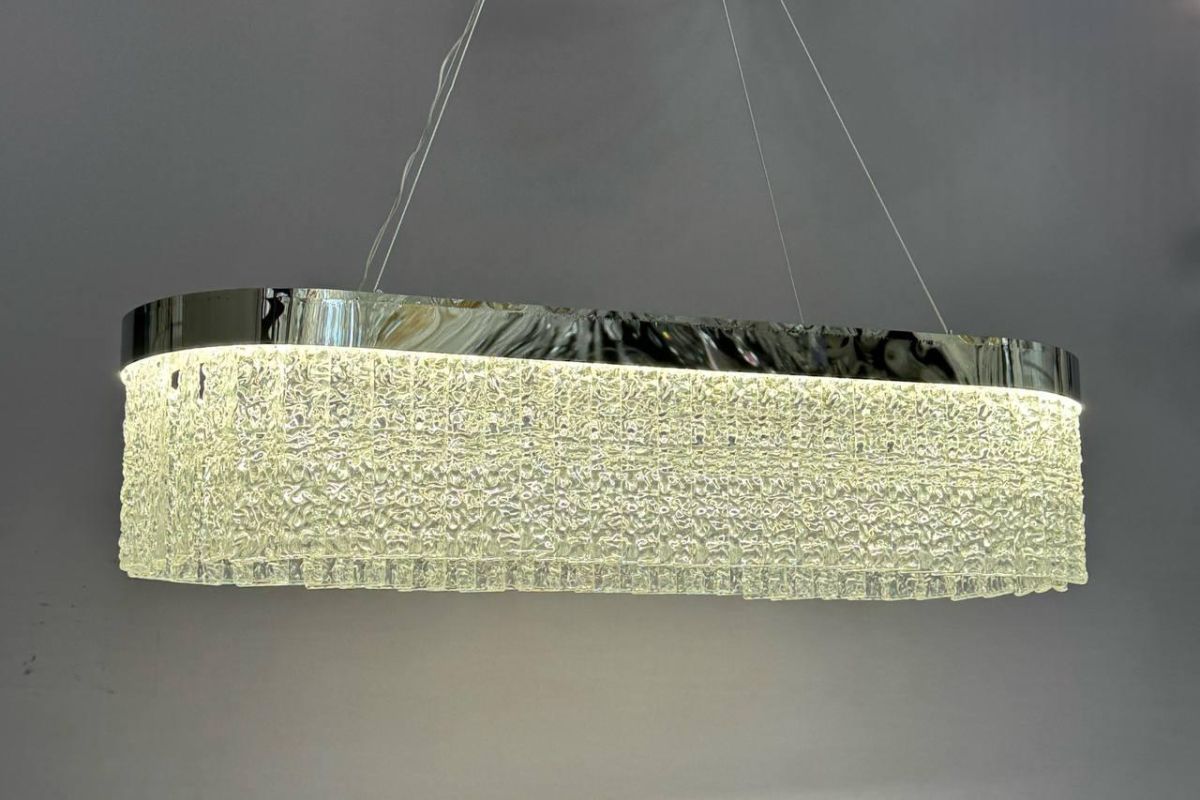 Підвісна овальна Led люстра в стилі Бароко в сріблі (2868/80*30 Hr)