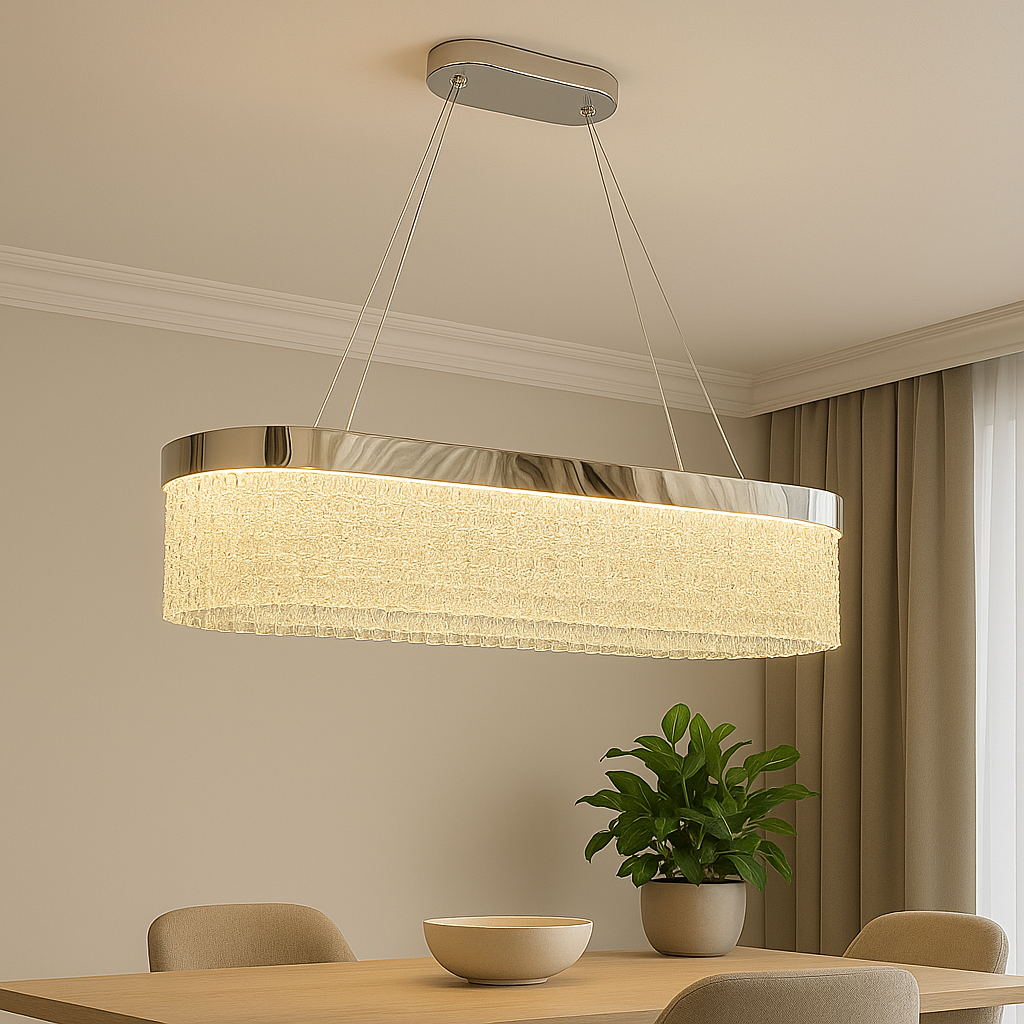 Підвісна овальна Led люстра в стилі Бароко в сріблі (2868/80*30 Hr)