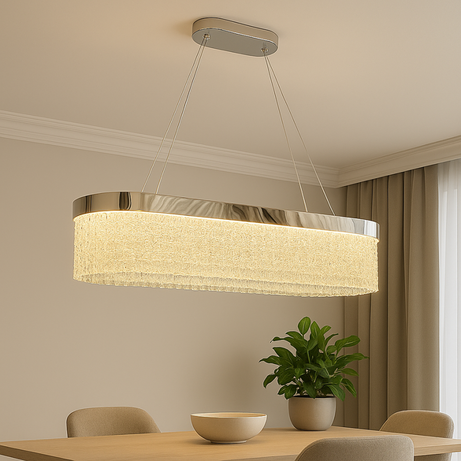 Підвісна овальна Led люстра в стилі Бароко в сріблі (2868/80*30 Hr)