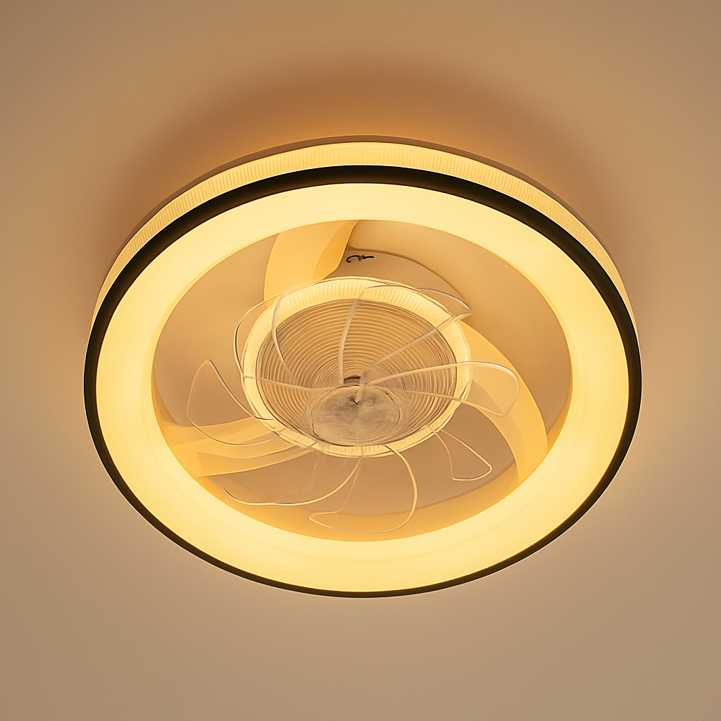 Кругла Led люстра с вентилятора до 18 м2 круглої форми (FAN V XI3802-480 WH+BK)