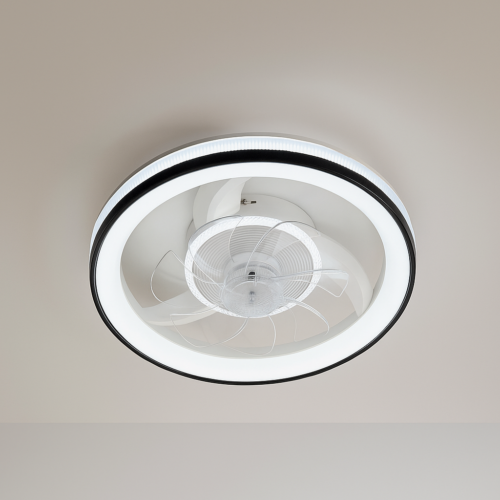 Кругла Led люстра с вентилятора до 18 м2 круглої форми (FAN V XI3802-480 WH+BK)