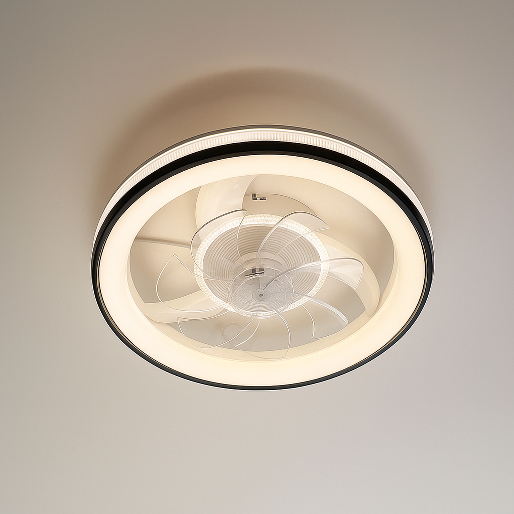 Кругла Led люстра с вентилятора до 18 м2 круглої форми (FAN V XI3802-480 WH+BK)