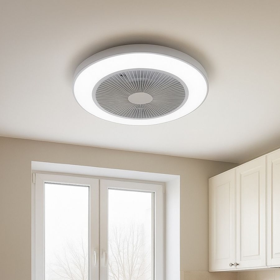 Кругла Led  люстра вентилятора до 15м² круглої форми (FAN V XI3808-480 WH)