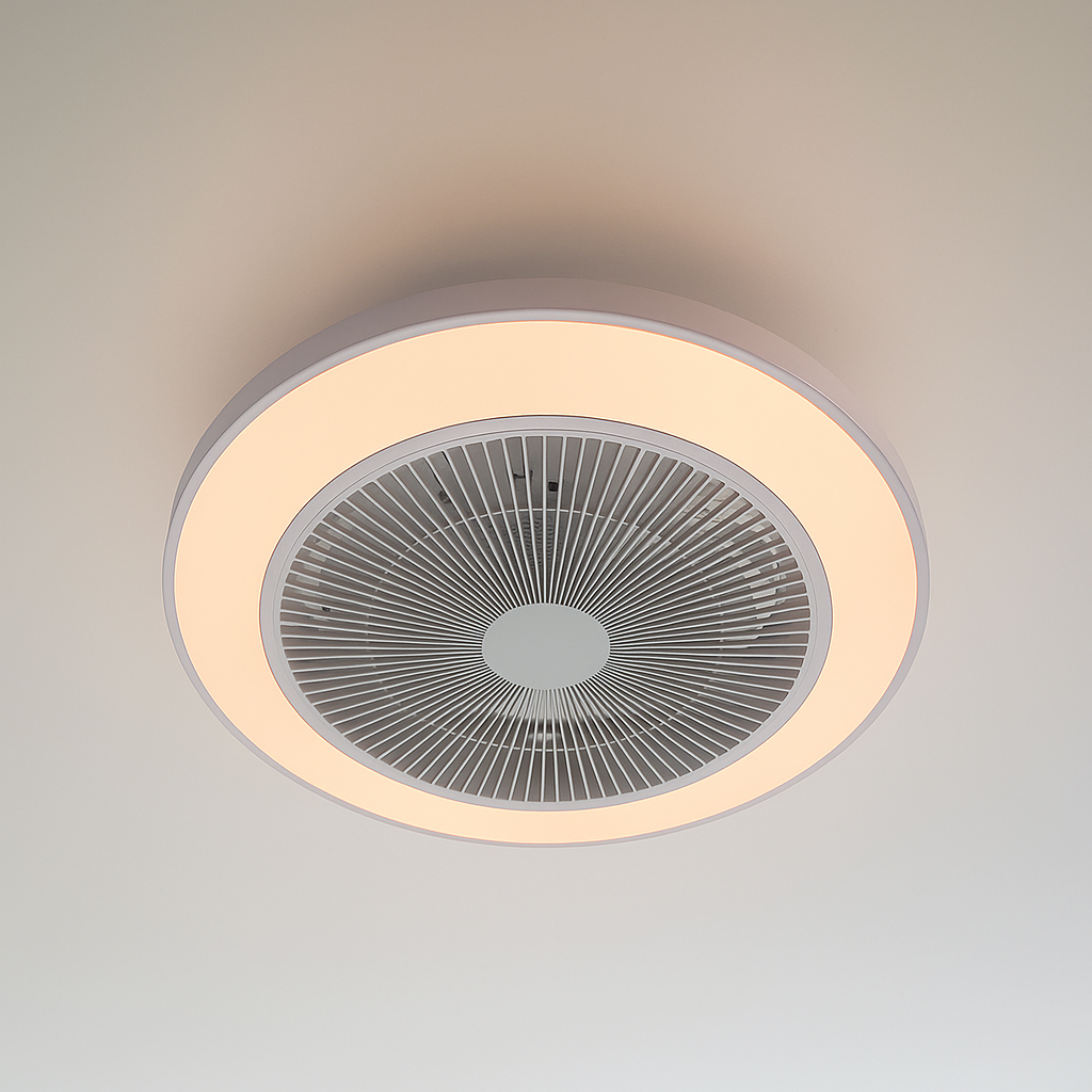 Кругла Led  люстра вентилятора до 15м² круглої форми (FAN V XI3808-480 WH)