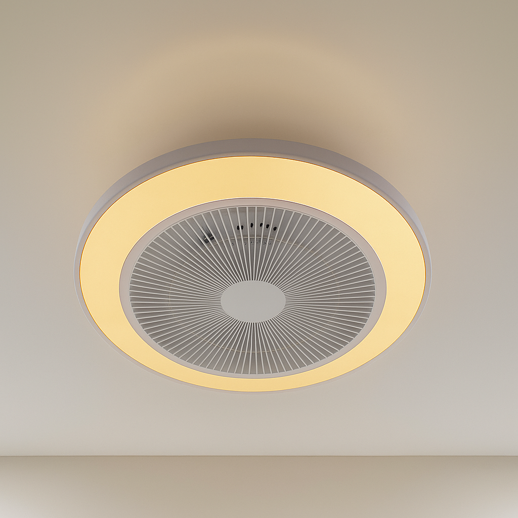 Кругла Led  люстра вентилятора до 15м² круглої форми (FAN V XI3808-480 WH)