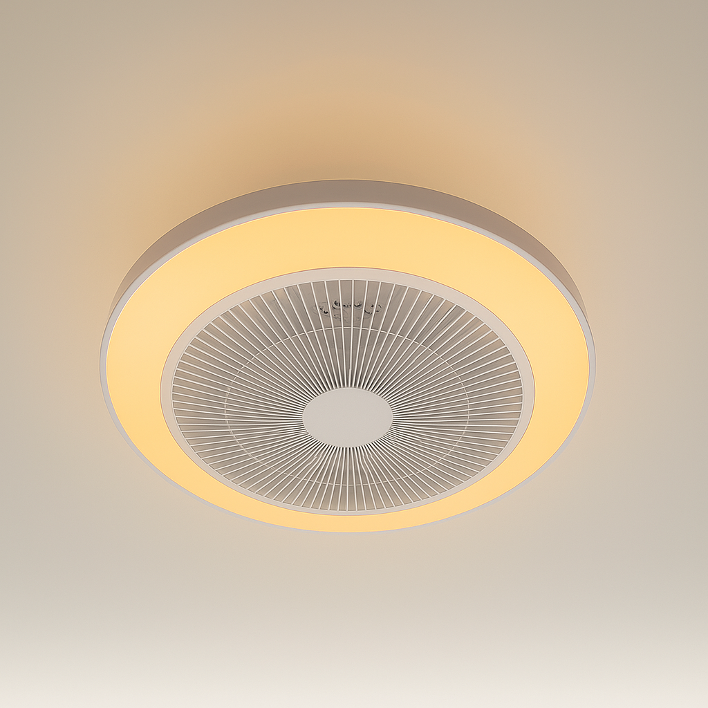 Кругла Led  люстра вентилятора до 15м² круглої форми (FAN V XI3808-480 WH)