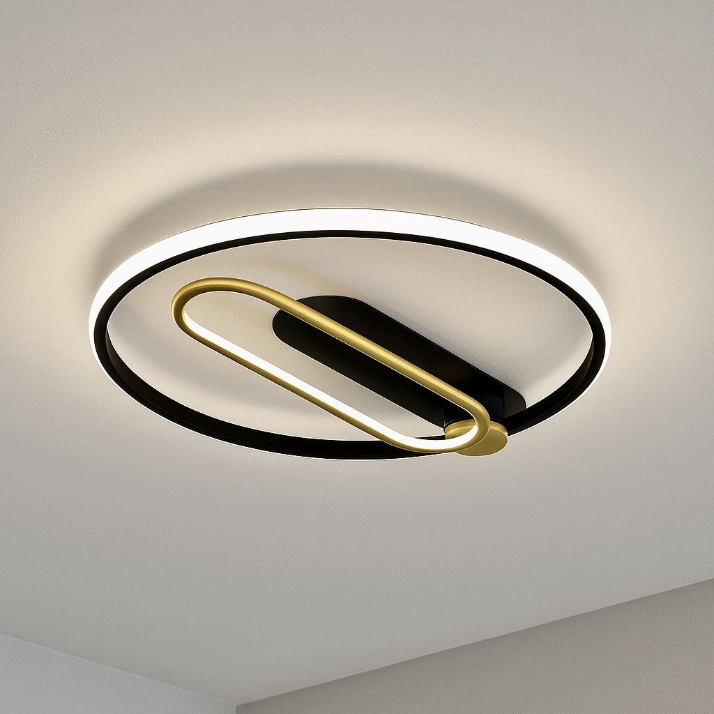 Чорно-золота Led люстра до 20 м² у сучасному дизайні 180W (87-9383/3 BK+PLG)