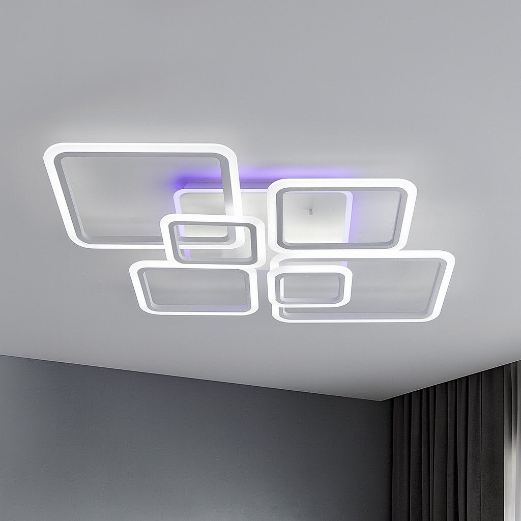 Led люстра у білому корпусі до 25 м²  форма ромби 150Wt (1140/6WT)