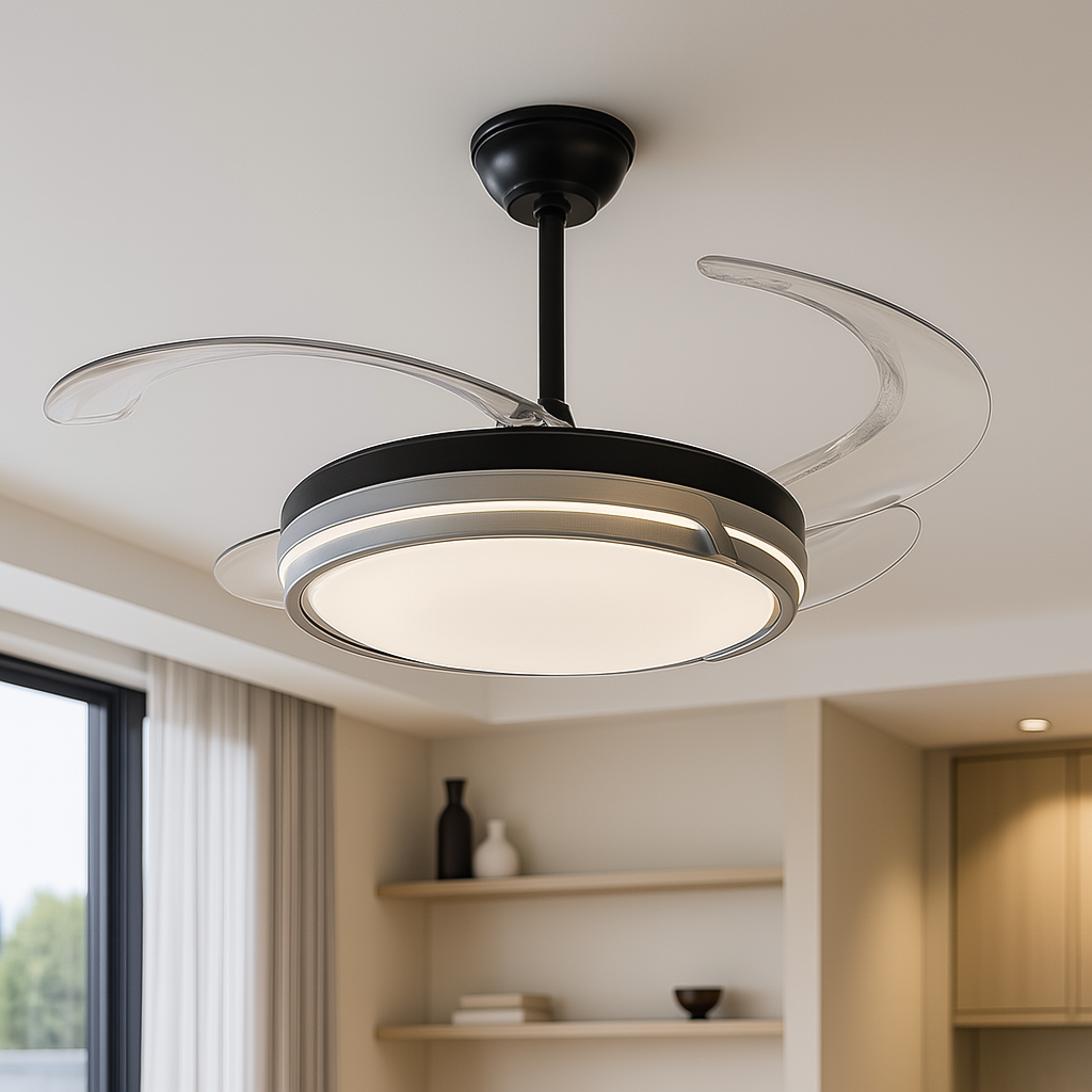 Світлодіодна LED люстра з вентилятором 80W (40W+40W), пультом керування  (7943070/48 BK)