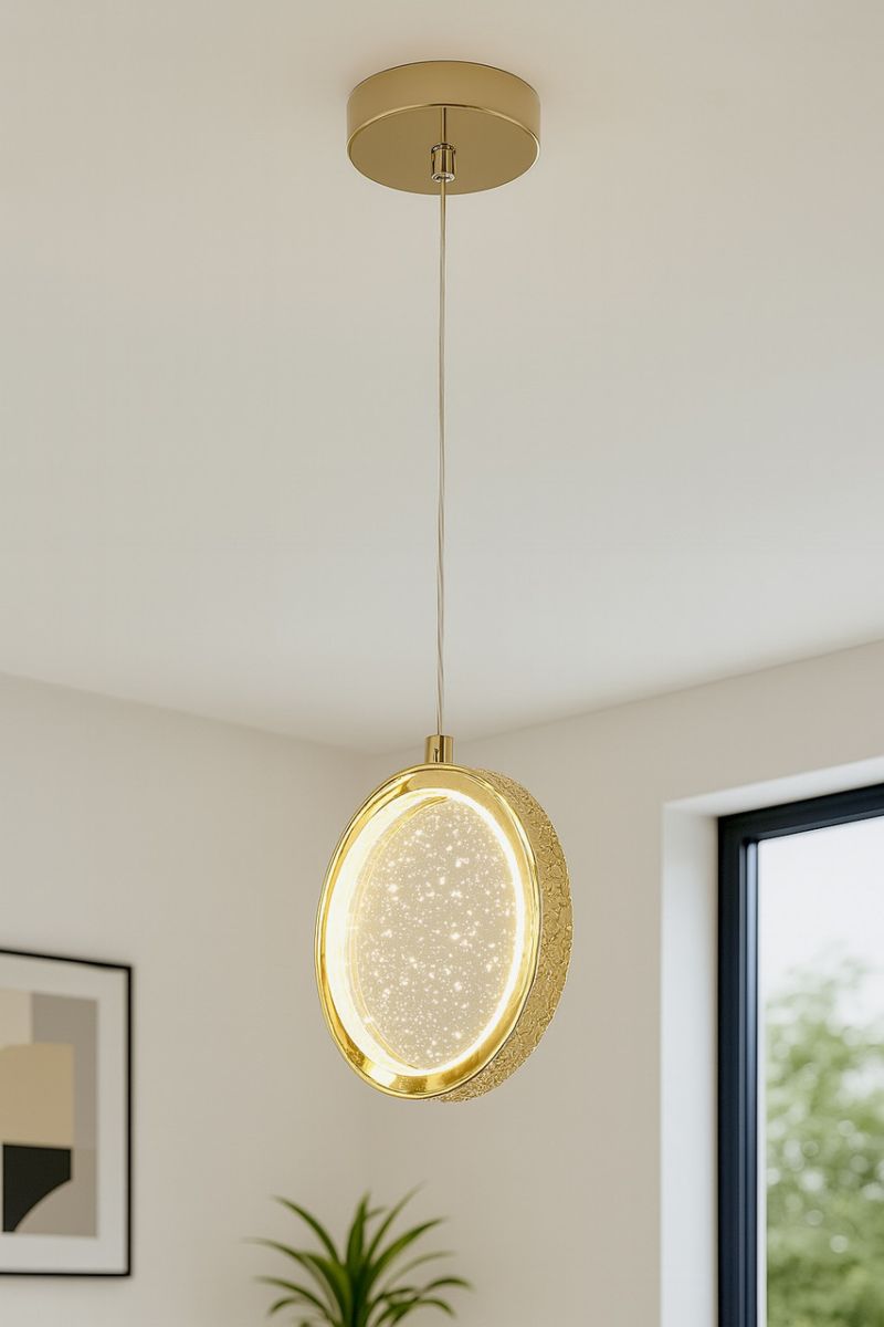 Золотистий LED підвіс 7W з ефектом бульбашок (2019/1GD)