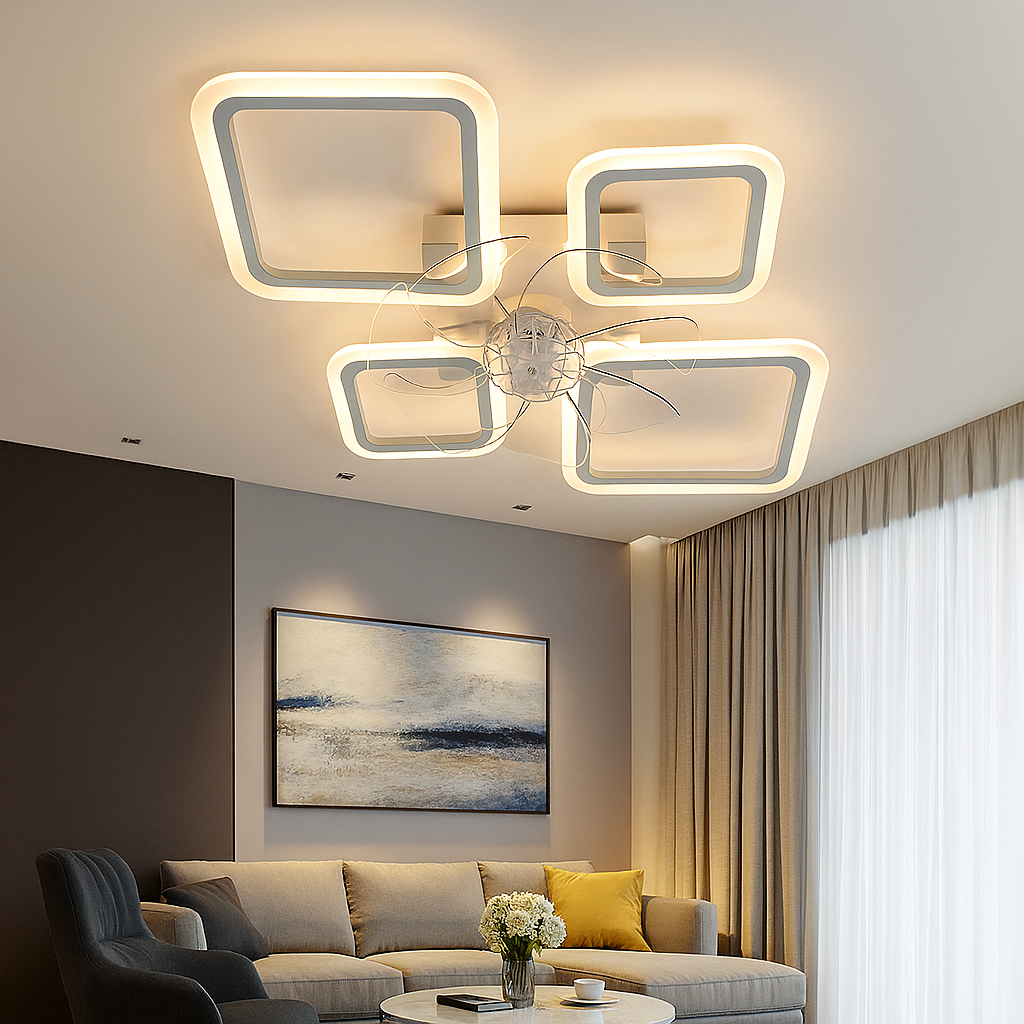 Led люстра з вентилятором 70Wt ромби біла до 20 м² FAN OVAL