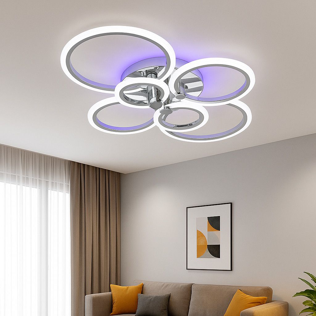 Люстра Led до 20 м² з пультом керування 140 Вт срібна (1126/6 Hr)