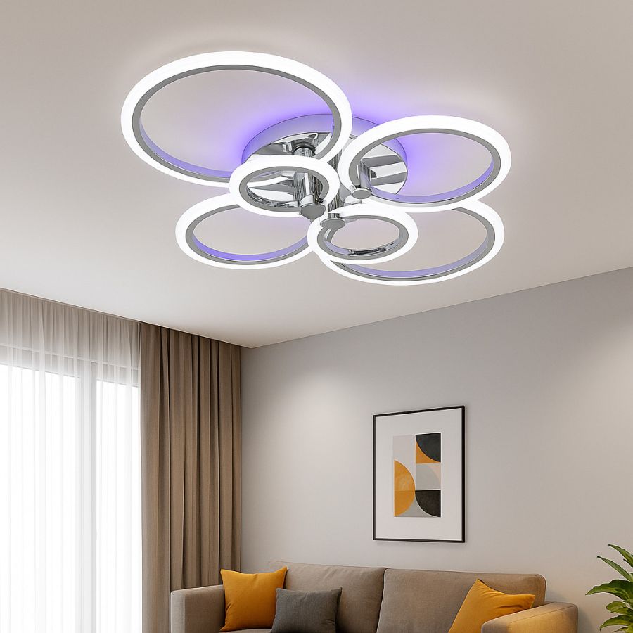 Люстра Led до 20 м² з пультом керування 140 Вт срібна (1126/6 Hr)