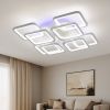 Светодиодная Led люстра с пультом 192 Вт квадратная форма до 20 м² 1133/4+4 WH