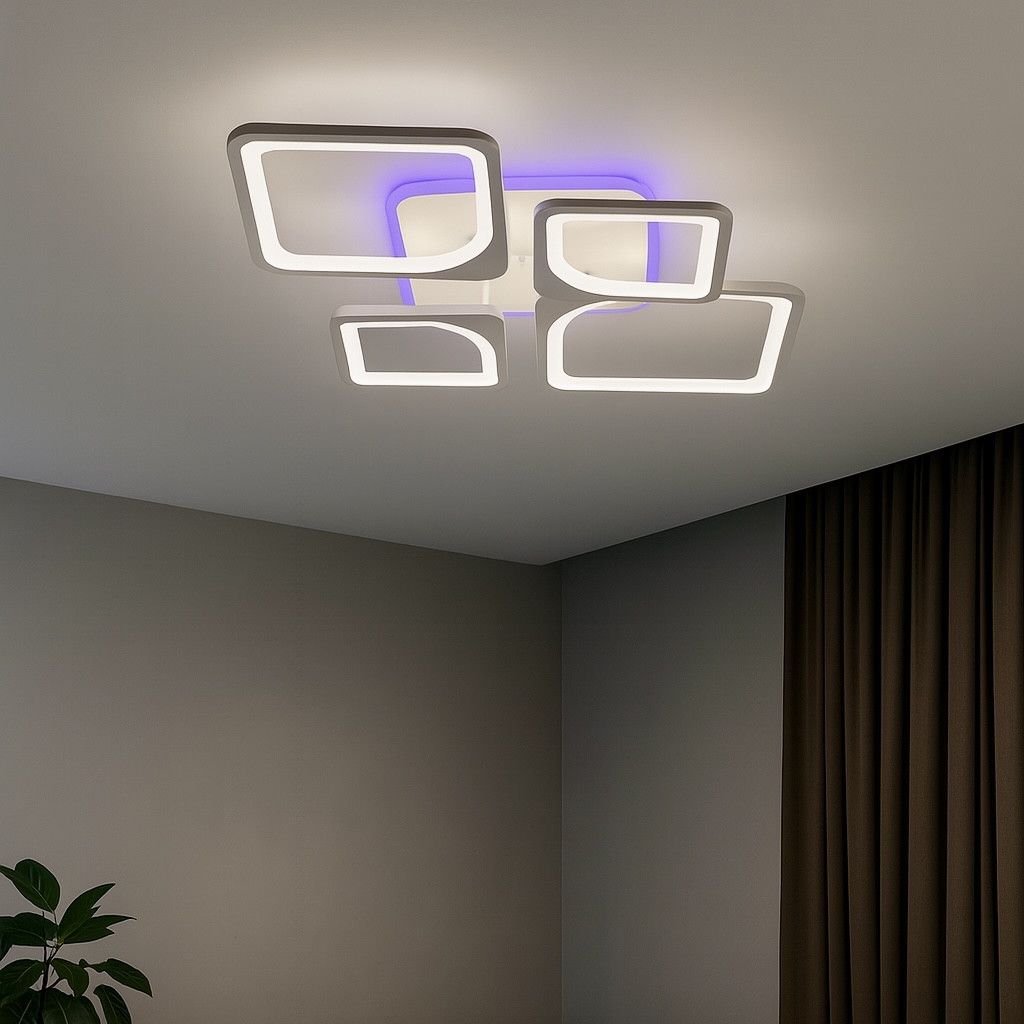 Стельова Led люстра до 18 м² з пультом 120 Вт біла (1115/2+2 Wh)