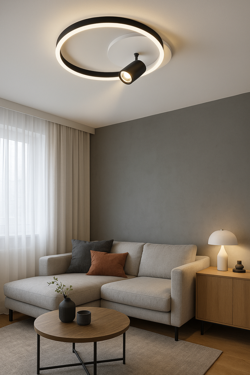 Кругла Led-люстра з пультом до 15 м² у чорно-білому корпусі V K33211-480 WH+BK