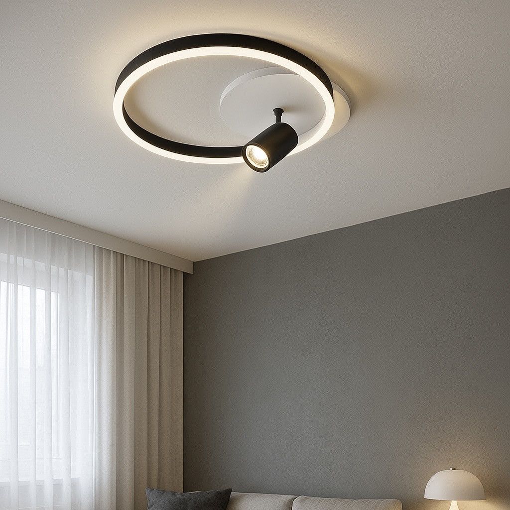 Кругла Led-люстра з пультом до 15 м² у чорно-білому корпусі V K33211-480 WH+BK