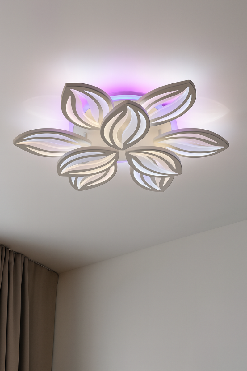 Велика LED-люстра 165 Вт з пультом до 30 м для великих кімнат (8092/6+3WH LED 3color dimmer)